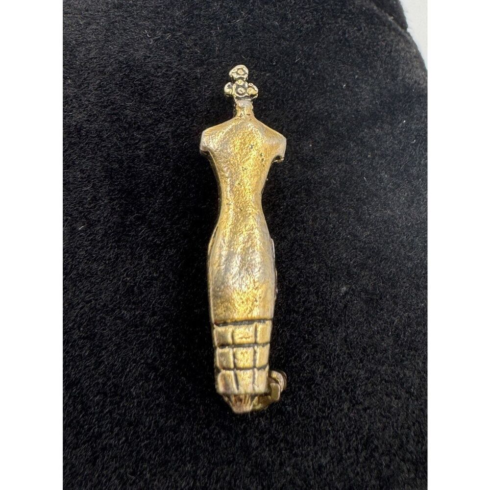 Vintage Gold Tone Petite Dress Form Mannequin Seamstress Small Pin Brooch Unique